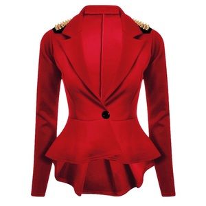 Cherry Red Peplum Blazer